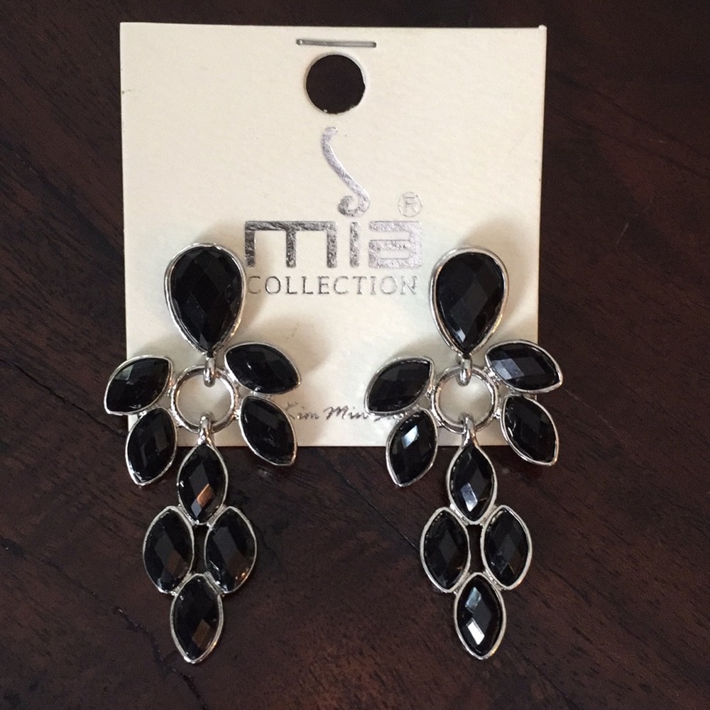 Gorgeous Jet Black Earrings New!